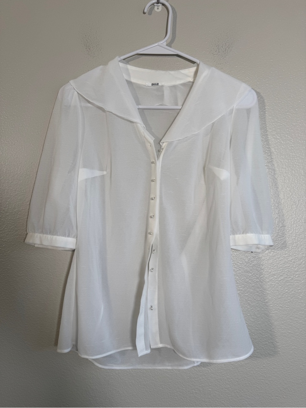 Wolford Sheer Pearl Button Front Blouse - EST 4-6